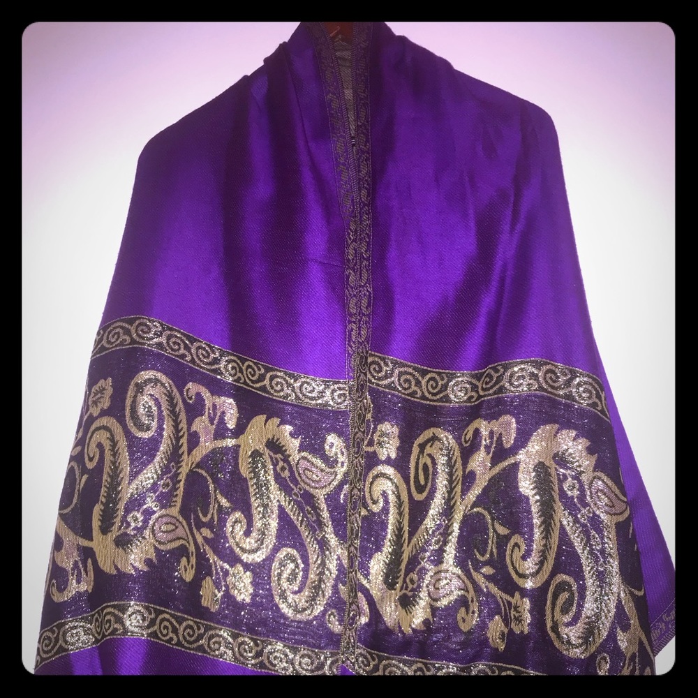 NWOT Purple x Gold 💯 Pashmina